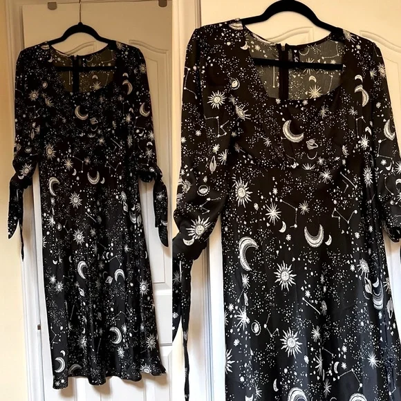 ASOS Dresses Asos Influence Constellation Galaxy Star Midi Dress Slit Square Neck Size 8 Poshmark